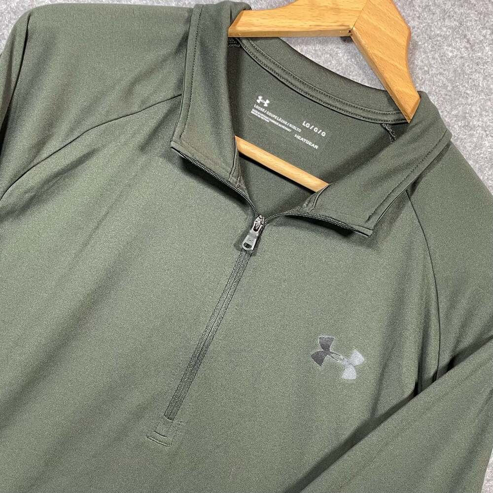 Under Armour HeatGear L 1/2 Zip Pullover Loose Fit Olive Green‎